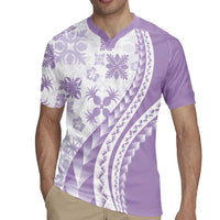 Purple Hawaiian Quilt Pattern Rugby Jersey Mixed Polynesian Tribal Arty