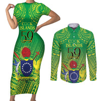 Cook Islands Constitution Day Couples Matching Short Sleeve Bodycon Dress and Long Sleeve Button Shirt Kuki Airani Since 1965
