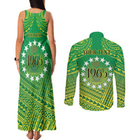 Cook Islands Constitution Day Couples Matching Tank Maxi Dress and Long Sleeve Button Shirt Kuki Airani Since 1965