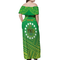 Cook Islands Constitution Day Off Shoulder Maxi Dress Kuki Airani Since 1965
