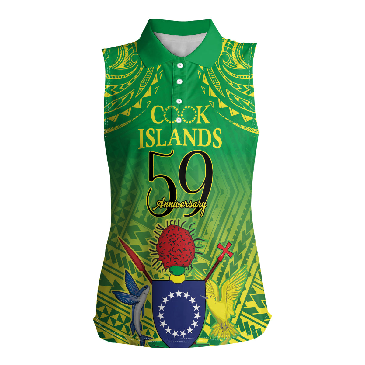 Cook Islands Constitution Day Women Sleeveless Polo Shirt Kuki Airani Since 1965
