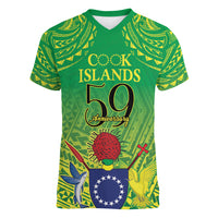 Cook Islands Constitution Day Women V-Neck T-Shirt Kuki Airani Since 1965