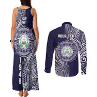 Personalised Tonga Sia'atoutai Theological College Couples Matching Tank Maxi Dress and Long Sleeve Button Shirt Since 1948 Special Kupesi Pattern