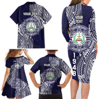 Personalised Tonga Sia'atoutai Theological College Family Matching Long Sleeve Bodycon Dress and Hawaiian Shirt Since 1948 Special Kupesi Pattern