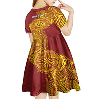 Personalised Tonga Niuatoputapu High School Kid Short Sleeve Dress Special Kupesi Pattern