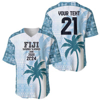 Custom Fiji Rugby Baseball Jersey History Champions World Cup 7s - Bllue LT9 - Polynesian Pride