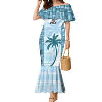 Custom Fiji Rugby Family Matching Mermaid Dress and Hawaiian Shirt History Champions World Cup 7s - Bllue