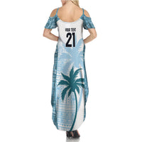 Custom Fiji Rugby Family Matching Summer Maxi Dress and Hawaiian Shirt History Champions World Cup 7s - Bllue