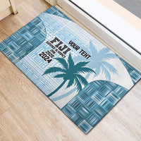 Custom Fiji Rugby Rubber Doormat History Champions World Cup 7s - Bllue