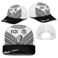 Personalised Rugby Fiji National Heritage Baseball Net Cap White Traditional Masi Inspired