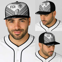 Personalised Rugby Fiji National Heritage Baseball Net Cap White Traditional Masi Inspired