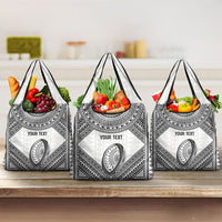 Custom Rugby Fiji National Heritage Grocery Bag White Traditional Masi Inspired
