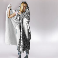 Custom Rugby Fiji National Heritage Hooded Blanket White Traditional Masi Inspired