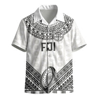 Custom Rugby Fiji National Heritage Kid Hawaiian Shirt White Traditional Masi Inspired LT9 - Polynesian Pride