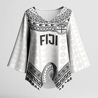 Custom Rugby Fiji National Heritage Kimono Sleeve Blouse White Traditional Masi Inspired
