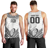 Custom Rugby Fiji National Heritage Men Tank Top White Traditional Masi Inspired