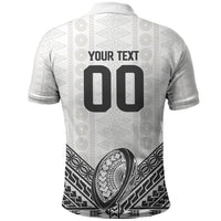 Custom Rugby Fiji National Heritage Polo Shirt White Traditional Masi Inspired