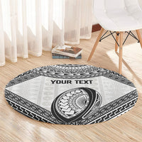 Custom Rugby Fiji National Heritage Round Carpet White Traditional Masi Inspired