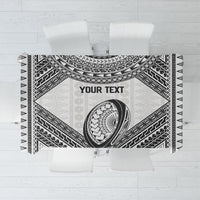 Custom Rugby Fiji National Heritage Tablecloth White Traditional Masi Inspired