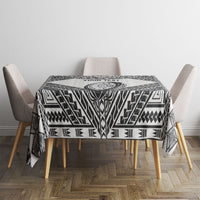 Custom Rugby Fiji National Heritage Tablecloth White Traditional Masi Inspired