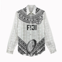 Custom Rugby Fiji National Heritage Women Casual Shirt White Traditional Masi Inspired
