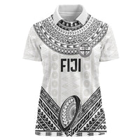 Custom Rugby Fiji National Heritage Women Polo Shirt White Traditional Masi Inspired