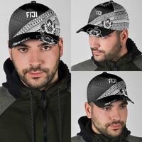 Personalised Rugby Fiji Classic Cap Black Traditional Masi Inspired