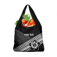 Custom Rugby Fiji Grocery Bag Black Traditional Masi Inspired