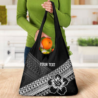 Custom Rugby Fiji Grocery Bag Black Traditional Masi Inspired