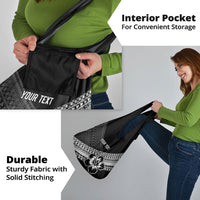 Custom Rugby Fiji Grocery Bag Black Traditional Masi Inspired