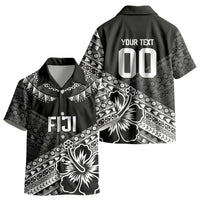 Custom Rugby Fiji Kid Hawaiian Shirt Black Traditional Masi Inspired LT9 - Polynesian Pride