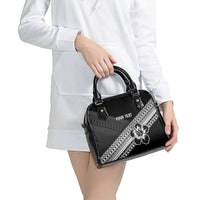 Custom Rugby Fiji Shoulder Handbag Black Traditional Masi Inspired