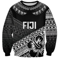 Custom Rugby Fiji Sweatshirt Black Traditional Masi Inspired