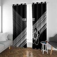 Custom Rugby Fiji Window Curtain Black Traditional Masi Inspired