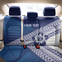 Custom Rugby Fiji Back Car Seat Cover Blue Traditional Masi Inspired