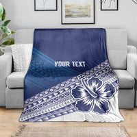 Custom Rugby Fiji Blanket Blue Traditional Masi Inspired