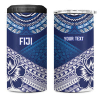 Custom Rugby Fiji 4 in 1 Can Cooler Tumbler Blue Traditional Masi Inspired