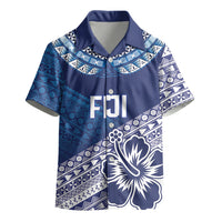 Custom Rugby Fiji Kid Hawaiian Shirt Blue Traditional Masi Inspired
