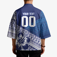 Custom Rugby Fiji Kimono Blue Traditional Masi Inspired