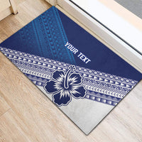 Custom Rugby Fiji Rubber Doormat Blue Traditional Masi Inspired