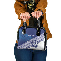 Custom Rugby Fiji Shoulder Handbag Blue Traditional Masi Inspired