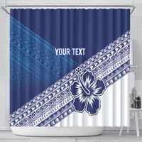 Custom Rugby Fiji Shower Curtain Blue Traditional Masi Inspired