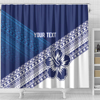 Custom Rugby Fiji Shower Curtain Blue Traditional Masi Inspired