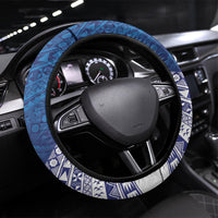 Rugby Fiji Steering Wheel Cover Blue Traditional Masi Inspired