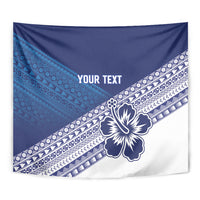Custom Rugby Fiji Tapestry Blue Traditional Masi Inspired