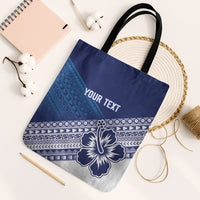 Custom Rugby Fiji Tote Bag Blue Traditional Masi Inspired