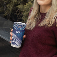 Custom Rugby Fiji Tumbler Cup Blue Traditional Masi Inspired