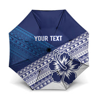 Custom Rugby Fiji Umbrella Blue Traditional Masi Inspired