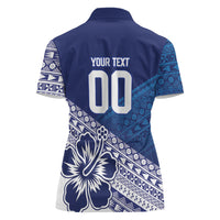Custom Rugby Fiji Women Polo Shirt Blue Traditional Masi Inspired
