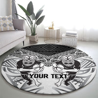 Custom Rugby New Zealand Black Fern Round Carpet Niho Taniwha Inspired